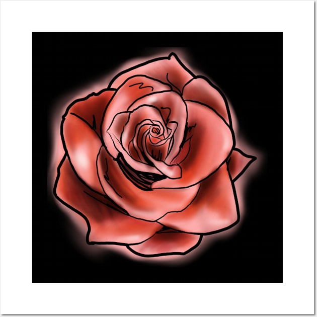 Red Rose Watercolor Art Wall Art by Print Art Station